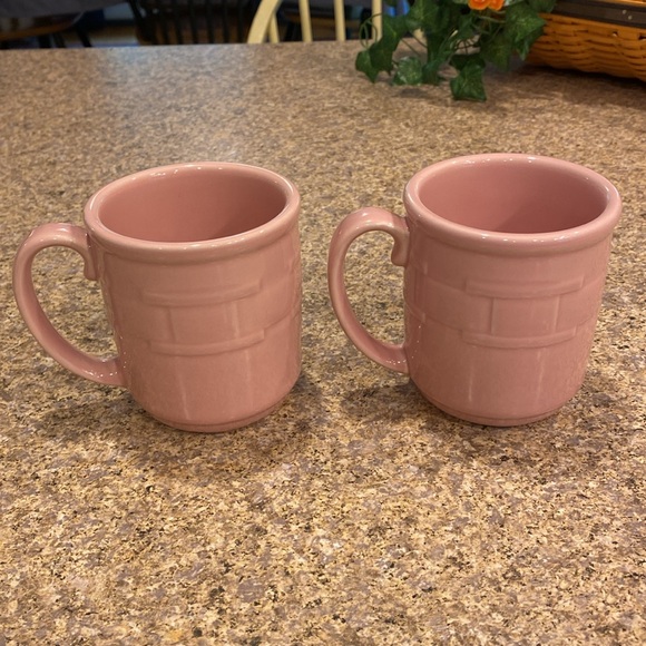 2 Longaberger Pink Mugs Woven Traditions Vitrified Pottery (Mugs Only) - Picture 9 of 17